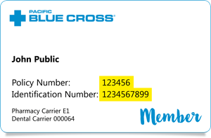 Blue cross insurance card