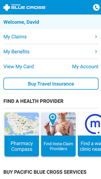 blue cross travel insurance app