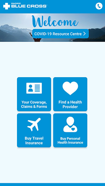 blue cross travel insurance app